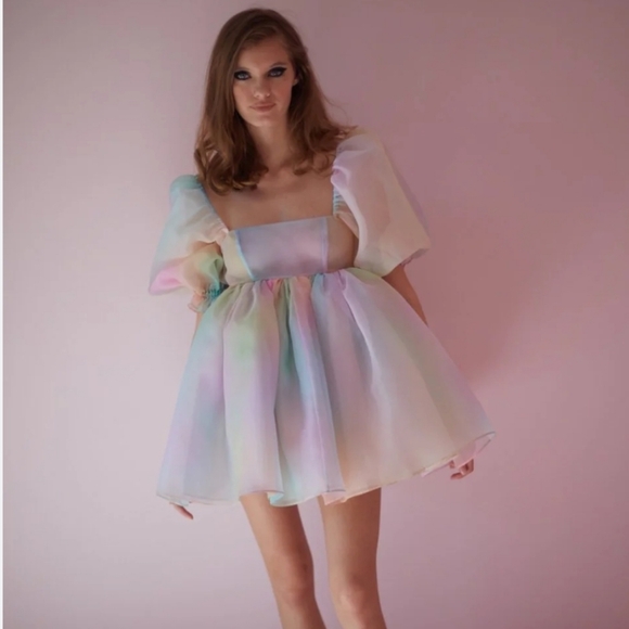 Selkie Rainbow Puff Dress